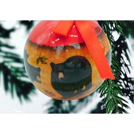 Pigeon Forge Ornament Christmas Tree Ball Decoration with Smokey Mountain Bear Scene Tennessee Souvenir Holiday Décor