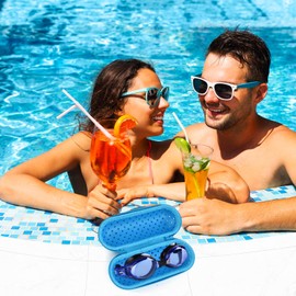 DIELOVEHUA Swimming goggles case, swim glasses case, glasses case with carabiner and drainage hole, glasses case, hard case, unisex swimming goggles case