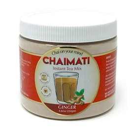Pride Of India Ginger Chai Latte Instant Tea Premix Powdered, 8.82 oz (250 g) Jar (Makes 20 Cups)