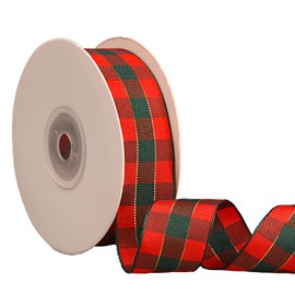 NAUZE 20 Yards Tartan Ribbon Christmas Ribbon Classic Scottish Double Sided Ribbon (Color 1)