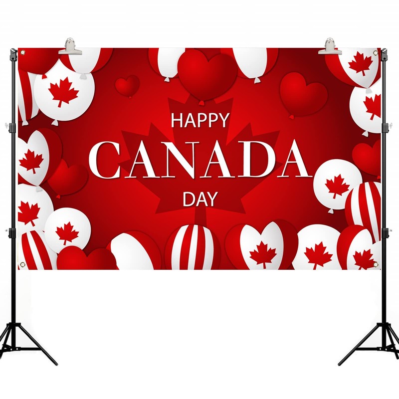 Happy Canada Day decorations Banner July 1, PILZUME Large Backdrop