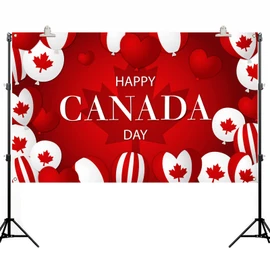 Happy Canada Day decorations Banner July 1, PILZUME Large Backdrop Maple Leaf Banner Party Photography Backdrop Decoration, 71x43inch