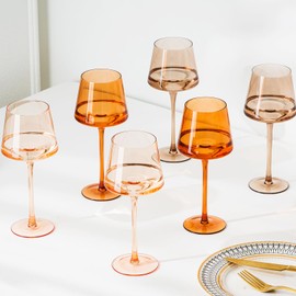 Colored Brown Wine Glasses Set of 6, Fall Winter Party, Hand Blown Crystal