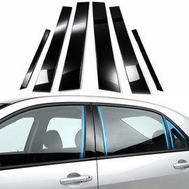 iwannachange A Set Door Window B Pillar Post Cover Trim Molding Kit fit for Honda Accord 7th 2003 2004 2005 2006 2007 Accessories with Gloss Black Self-Adhesive