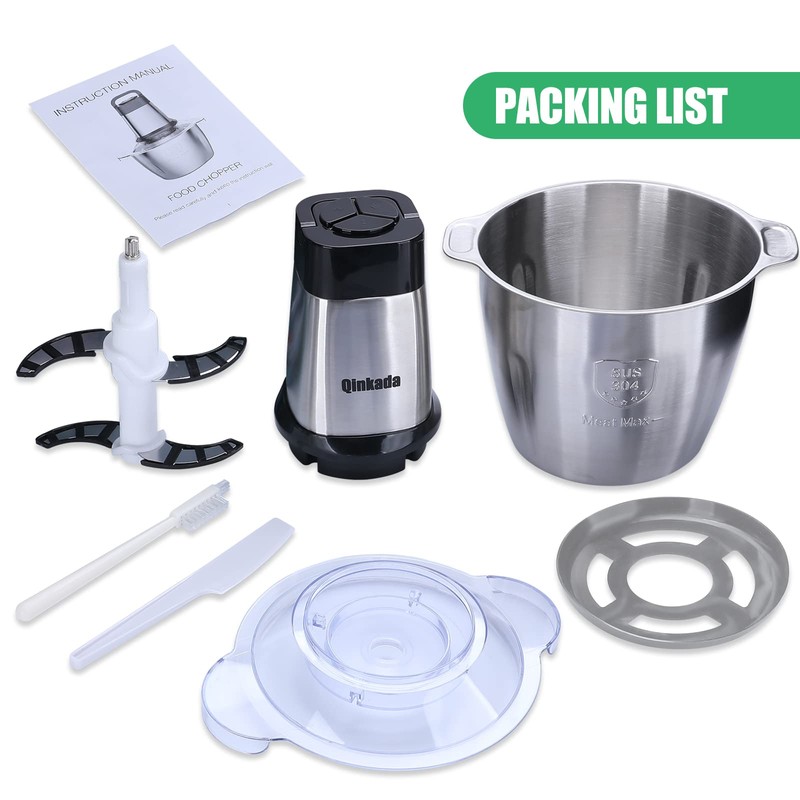 Food Processor, 500W Powerful Meat Grinder, 14Cup Stainless Steel Bowl,
