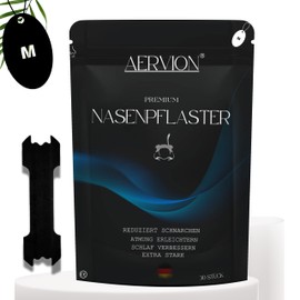 AERVION® Premium Nasenpflaster Schwarz 30 Stück | Extra starker Halt für bessere Atmung & Schlaf | Gegen Schnarchen & verstopfte Nase | Hautfreundlich & Premium Tragegefühl Nasal Strips (M (55x17mm))