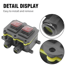 LIDSCURA Waterproof On Off Toggle Switch Double Switch, Outlet with Red Light Rocker Button Inline Cord Switch, Cord Switch for Electrical Appliances Equipment Lights