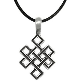 Jewelry Trends Celtic Weaved Square Knot Pewter Pendant Necklace 18" Leather Cord