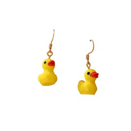 Cute Duck Dangle Earrings Colorful Yellow Blue Purple Duck Animal Resin Drop Earrings for Women Jewelry(A)