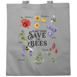 Shirtracer - Cotton Bag - Flowers & Plants - Save the Bees - Save the Bees, 2 Light Grey, Unit size