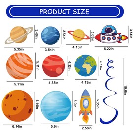 44Pcs Outer Space Party Decoration Hanging Swirls， Space Solar System Theme Hanging Swirls Decorations，Rocket Astronaut Birthday Baby Shower Party Decorations。