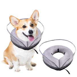 Petyoung Inflatable Dog Cone with Improved Anti-Leak Baffle for Small, Medium and Large Dogs, Soft Cone for Dogs After Surgery to Stop Licking and Scratching
