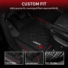LASFIT Floor Mats Fit for Jeep Grand Cherokee 2016-2021, Custom Fit TPE All Weather Waterproof Car Mats 1st & 2nd & Cargo Liner, Black