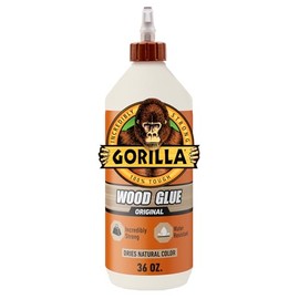 Gorilla Pegamento para madera, botella de 36 onzas, color de madera natural, paquete de 1