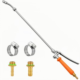 All Metal Replacement Sprayer Wand, 1/4" & 3/8" Brass Barb Sprayer Wand with Stainless Steel Shut off Valve & 2 Hose Clamps (29 Inches)