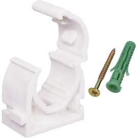 (Pack of 10) Pipe Clips, Plastic Clamps for 45/64" (18 mm) Pipes, Pipe Clips with Lock, Hose Hangers, Tubing White Clips