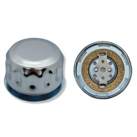 ÜREL Hydraulic Tank Breather Cap for Oil & Fuel Reservoir – Metal Filler Vent Cap (with Flange, Bayonet Lock, Chrome Plated, Cork Gasket)