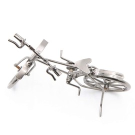 Vintage Metal Bicycle Ornaments Desktop Crafts Ironwork Bike Figurines Bike Miniature Home Decoration for Children Toys Gifts (Grey#1)