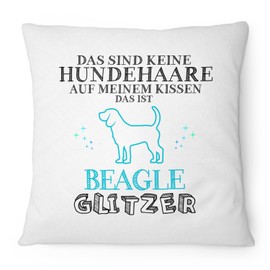 Fashionalarm Cushion Das sind keine Hundehaare – Beagle Glitter – 40 x 40 cm with Filling Funny Gift Idea Breed Dogs Owner Saying Dog Colour: White