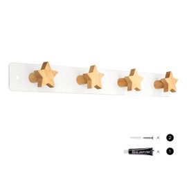 Yisiziyo Wall Mounted Kids Coat Rack with Hooks Coat Hook, Wall Mounted Backpack Hanger, Towel Rack with 4 Cute Hooks, No Drilling Needed (star-1pc)
