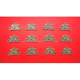 Unbranded 12 pcs Goldtone Gold Tone New MERRY CHRISTMAS Charms Pendants 25mm x 17mm x 2mm