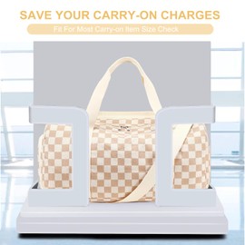 BLUBOON Duffle Bag Girls Kids Cute Gym Bag with Shoes Compartment & Wet Separation Waterproof Sports Overnight Travel Bag (Brown White Check)