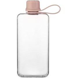 SZHENGSHAN 1Pc Slim Square Travel Water Bottle, Flat Drink Cup, Tritan Transparent, 400ml, Pink