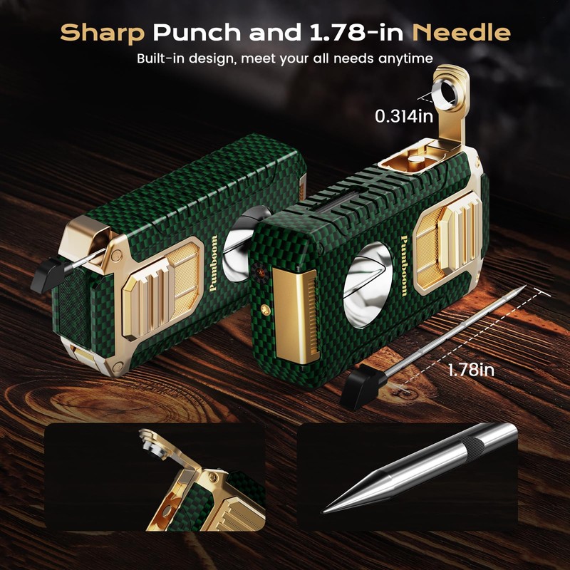 All-in-one Torch Lighter with V Cutter, Punch, Needle, Holder and