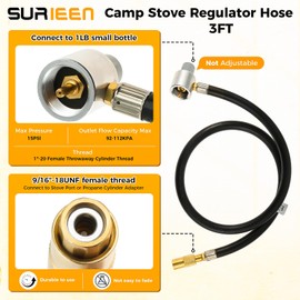SURIEEN 5428A Camp Stove Regulator Hose 3FT & QCC Type1 Propane Cylinder Adapter, Compatible with Coleman Guide Series Camp 3-Burner Propane Stoves 1lb to 20 lb Tanks
