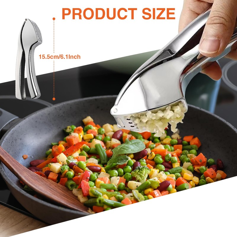 Premium Garlic Crusher, Heavy Duty Kitchen Garlic Press, Efficiently Squeezes