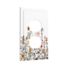Yamxbfa Boho Colorful Wildflower Vintage Flower Floral Plants 1 Gang Duplex Socket Outlet Covers Decorative Dual Device Light Switch Cover Receptacle Electrical Wall Plate Plug Switchplate Decor