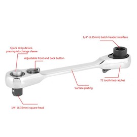 Ratchet Screwdriver-Ratchet 1/4-Acouto 1/4" Mini Ratchet Socket Wrench Quick Release Screwdriver Hex Wrench(107mm)
