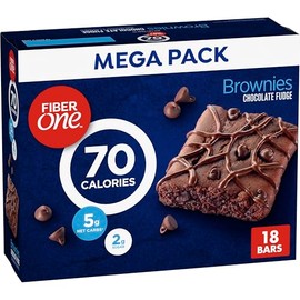 Fiber One 70 Calorie Brownies, Chocolate Fudge Snack Bars, Mega Pack, 18 Ct, 16 oz