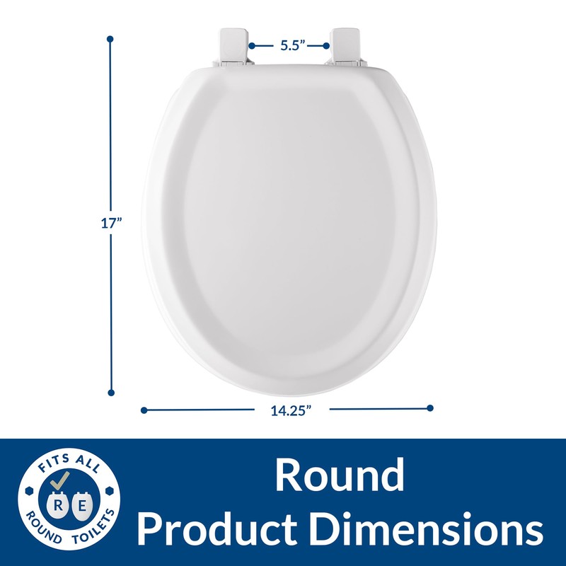 Mayfair Sculptured Traditional Toilet Seat, Easy Clean Hinges with Durable