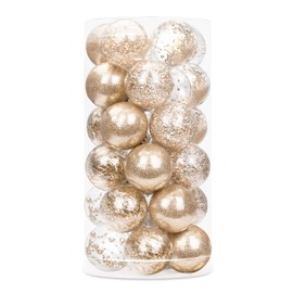 Luxtea 30ct Shatterproof Clear Christmas Ball Ornaments Decorative Xmas Baubles Delicate Balls Decorations 1.97''/50mm,Champagne
