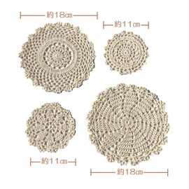 milkcat Hand Woven Cotton Lace Coasters Set of 4 Round Afternoon Tea Retro Display