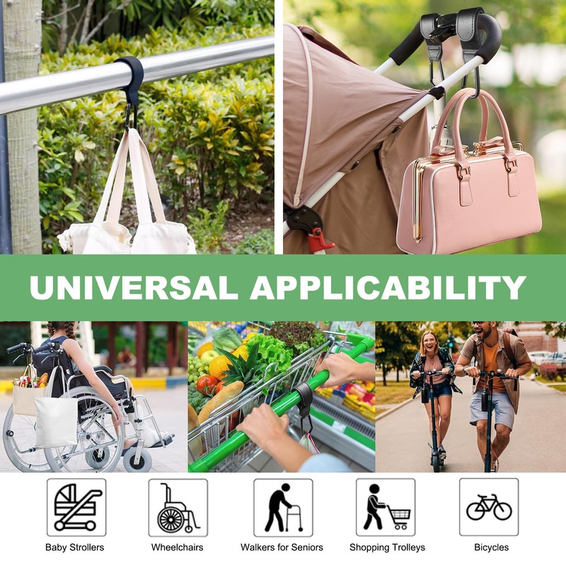 Stroller Hooks for Bags 2 Pack, Heavy Duty Stroller Clips