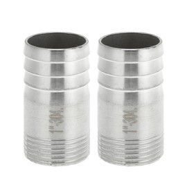 Hihaha Hose Barb Fittings 1" Male BSPT Tubing Connector for Air Water Oil Gas Fuel 304 Stainless Steel 2 Pcs Silver Tone
