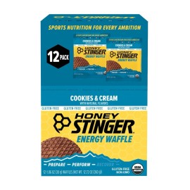 Honey Stinger Organic Energy Waffle, Gluten Free Cookies & Cream 12 Ct