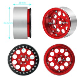 MORFUM 2.2 Beadlock Wheels 4PCS Aluminum Alloy 2.2 Beadlock Wheel Rims Hubs Width 35mm for Axial Wraith RR10 SCX10 Capra 90046 90048 D90 CC01 TRX4 TRX6 Redcat Gen8 1/10 RC Crawlers