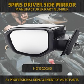 Dasbecan Left Driver Side Mirror Compatible with Honda Civic 2016-2021 Power Glass Heated Manual Folding Paint to Match Door Mirror Assembly Replaces 76258TBAC02ZA HO1320284 Black 5Pins