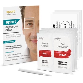 Sport Eyebrow Colorant, Men's Long Lasting Treatment to Cover Gray Brow Hairs, Medium Brown