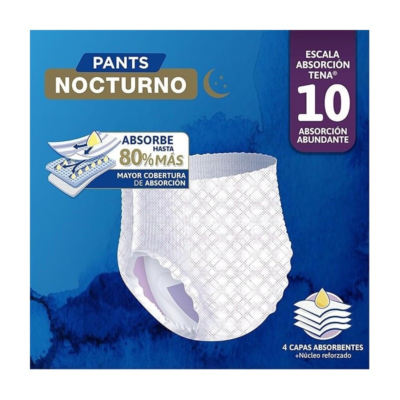 TENA Pants Nocturno Talla M, Ropa interior desechable, 60 piezas