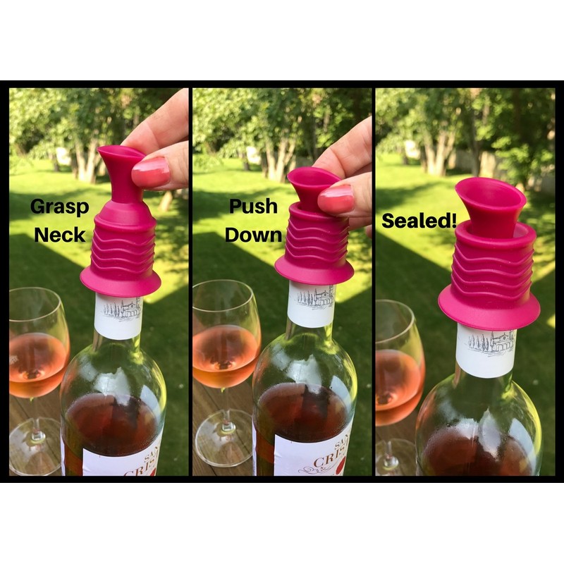 Simply Charmed Wine Stopper and Pourer 2 Pack – Pink