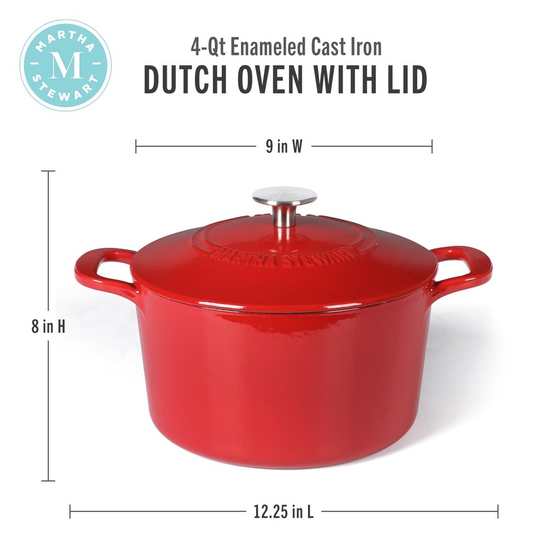 Martha Stewart Gatwick 4 Quart Enamel Cast Iron Dutch Oven