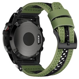 torbollo 26mm Replacement Watch Band for Instinct 2X/Instinct 3 Solar 50 mm/Tactix 8 AMOLED 51mm/Tactix 8 Solar 51mm/Enduro 3,Top Grain Leather & Nylon Breathable Mesh Design