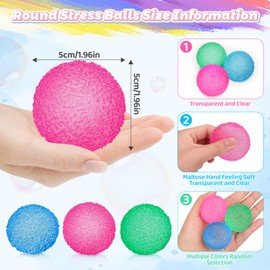 xinrongda Stress Ball for Children and Adults, Sensory Squeeze Balls Set, Ice Block Stress Ball Toy, Fidget Ball Toy and Jelly for ADHD, Party Bag Filler for Children (Beads)