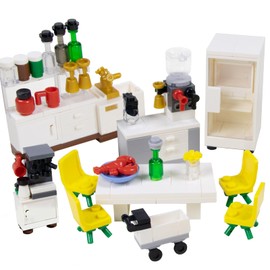 Cabeeskii Building Blocks Furniture Set, Including Bed, TV, Sofa, Kitchen Cabinet, etc., Can Be Used to Decorate Mini Furniture in Kitchen and Other Scenes, Compatible with Large Brand