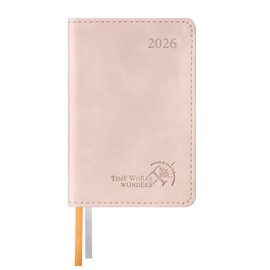 POPRUN Mini Pocket Calendar 2026 Small 11.5 x 7.5 cm - in German - Calendar 2026 A7 Soft Cover with PU Leather - Diary with 70 GSM Paper - Soft Pink