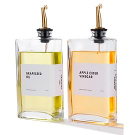 APT 1101 Olive Oil Dispenser for Kitchen, Cooking Oil and Vinegar Dispenser Set, Olive Oil Bottle, Soy sauce dispenser, coffee syrup bottles with stainless steel pourers - 2 pcs, Gold